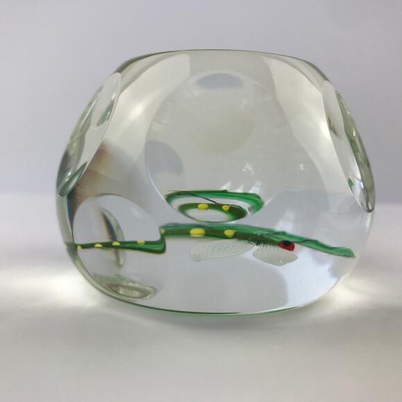Perthshire 1986C Aventurine Dragonfly Faceted Clear Lampwork Insect Paperweight - Picture 5 of 13